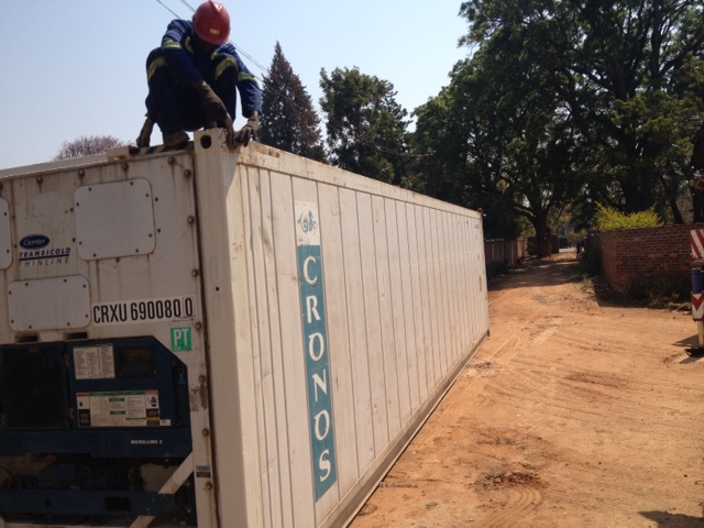 Shipping container arrives in Africa